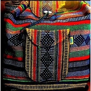 EUC Pinson Large Brightly Colored Moroccan Boho Woven Backpack Bag